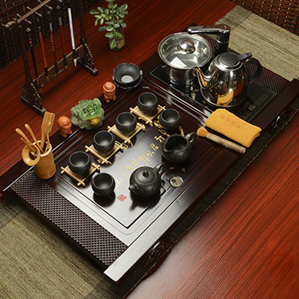 5Cgo 14010533556  陶瓷茶具套裝電磁爐功夫實木茶盤茶海茶道茶文化泡茶壺托盤茶渣飲茶  LAY82700