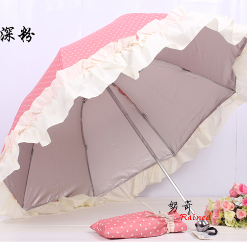 5Cgo 14579265678 銀膠太陽傘 大花邊超拱傘面公主晴雨傘 防紫外線超強防曬遮陽傘 MIK93000