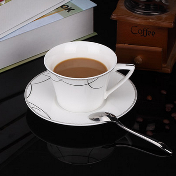 5Cgo 19657457725 創意杯子素雅歐式高檔骨瓷咖啡杯英式咖啡杯白色杯咖啡杯套裝 WXP84000