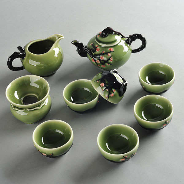 5Cgo 40832075375 法瑯彩青花瓷梅花整套茶具陶瓷功夫茶杯茶盤茶海茶臺泡茶壺飲茶品茶彩瓷 LAY53200