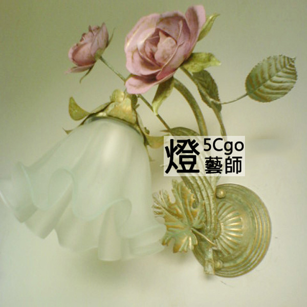 5Cgo 3197434412 田園燈飾 花草燈 金粉飾家單頭 壁燈 鏡前燈    LKM89000