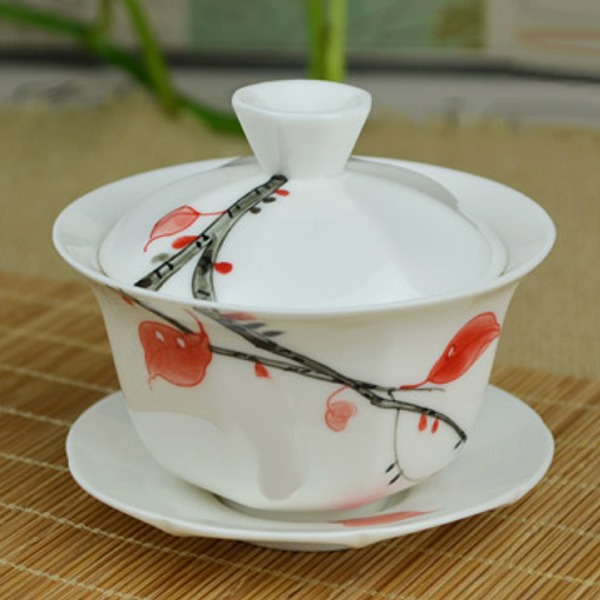 5Cgo 18220459181 手繪蓋碗茶杯陶瓷青花瓷功夫茶具泡茶杯品茗杯主人杯八角三才茶碗 AGL85000