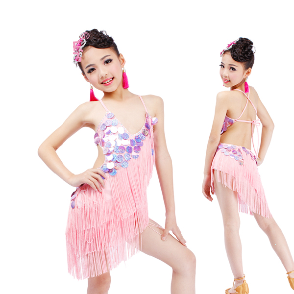 5Cgo  44674825469 少兒拉丁舞服女兒童拉丁舞裙比赛演出服表演服流蘇夏 兒童舞衣  GSX63100