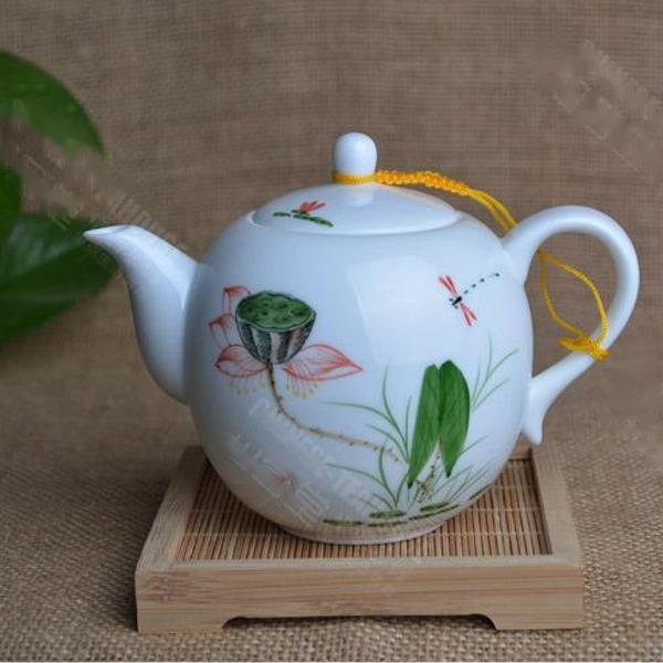 5Cgo 20429348562 手繪茶壺薄胎陶瓷功夫花茶壺手工繪製小茶壺美人貴妃壺可搭品茗杯茶海 AGL85000