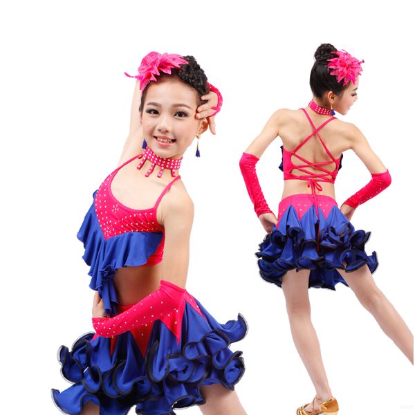 5Cgo  44889350294 兒童拉丁舞裙 少兒拉丁舞裙鑲鑽比賽拉丁舞演出服女童  兒童舞衣   GSX63100