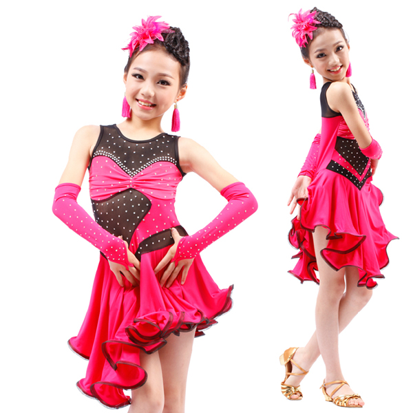 5Cgo  44901598980 少兒拉丁舞演出服女童表演比賽服 兒童拉丁舞裙鑲鑽  兒童舞衣   GSX63100