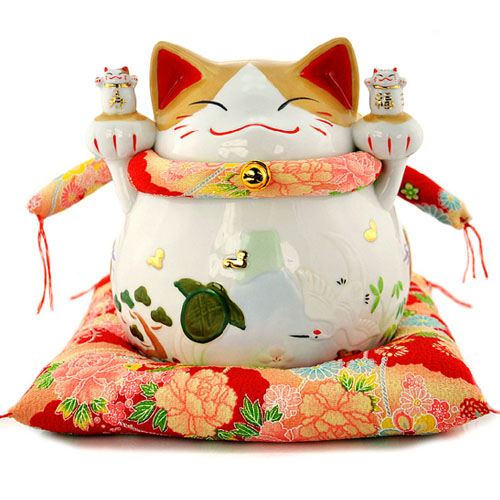 5Cgo 9550753062 福壽招財貓 陶瓷擺件/擺設/開業禮品 禮物 骨 9.5寸 MIK81200