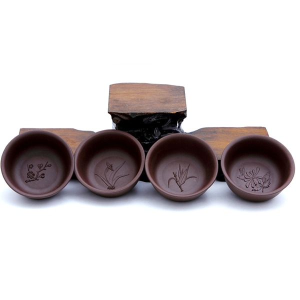 5Cgo 41841832794 紫砂小口杯 紫砂茶具紫泥品茗杯泡茶杯喝茶商務 60ml 梅蘭竹菊 共八個杯 AGL611000
