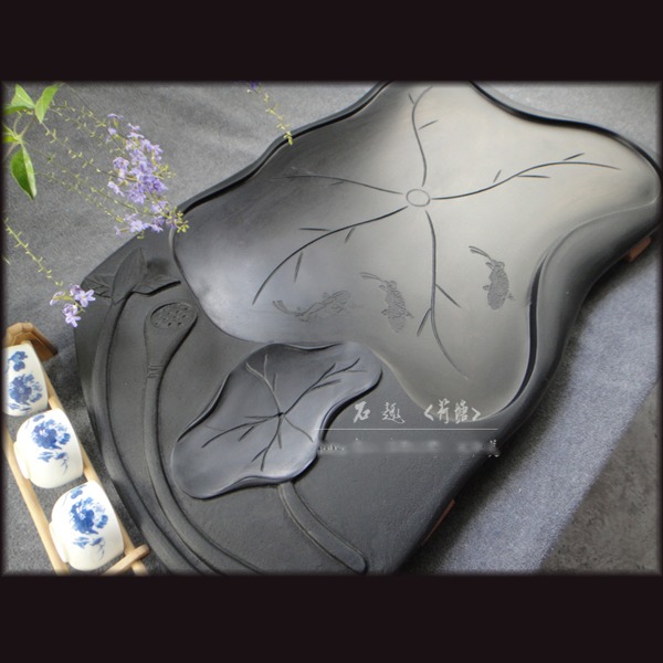 5Cgo 39332139634 烏金石茶盤天然整塊石頭盤茶海茶臺山西黑金石泡茶桌面 55*38cm