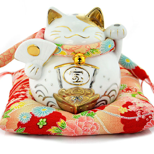 5Cgo 9576572778 金彩寶船招財貓 陶瓷擺件/工藝擺設/開業禮品 骨瓷禮物 6寸 MIK84100