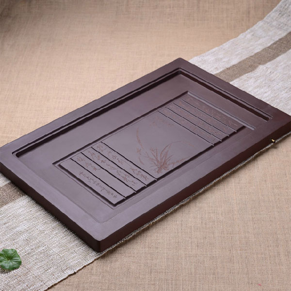 5Cgo 39747183487 紫砂茶具紫砂泥料功夫茶盤手工製作茶船泡茶桌陶瓷蘭花高檔大氣喝茶配件 中號 68*43cm  LAY02400