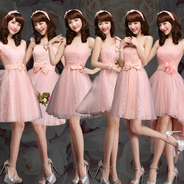 5Cgo  44348070053 韓版短款結婚伴娘服宴會顯瘦晚禮服姐妹裙敬酒服 伴娘禮服伴娘服  GSX88000