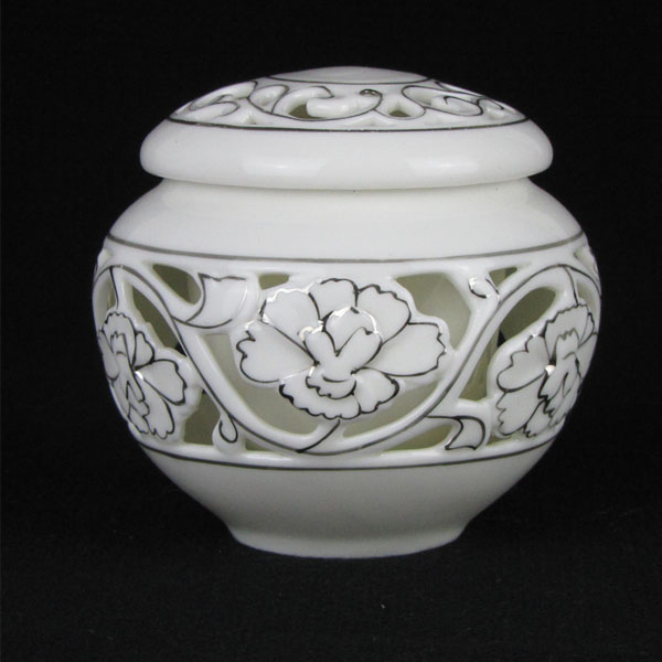5Cgo 15045868715 鏤空小茶葉罐彩白金德化陶瓷景泰藍亞光汝瓷茶具密封罐儲物存儲罐 LAY77000