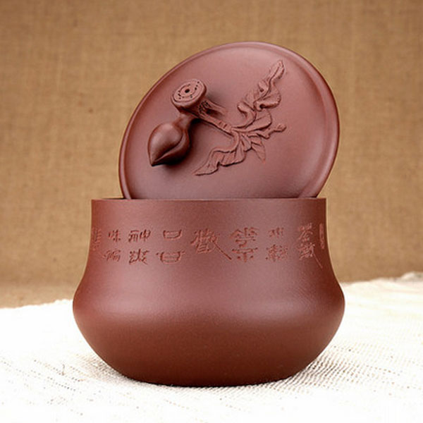 5Cgo 38246446110 宜興紫砂茶葉罐大號手工普洱罐醒茶罐密封罐原礦紫泥手工裝茶器具圓形罐 陶樂紫砂  LAY96100