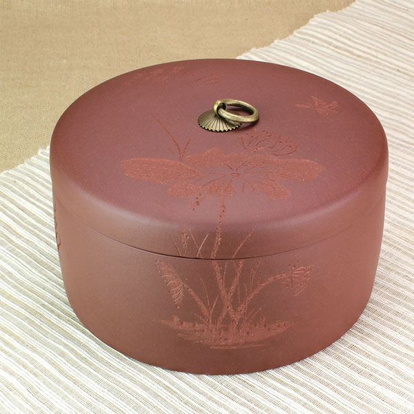 5Cgo 38975207472 紫砂茶葉罐三餅裝手工普洱罐醒茶罐密封罐原礦紫泥陶瓷茶具裝茶罐刻花  LAY31300