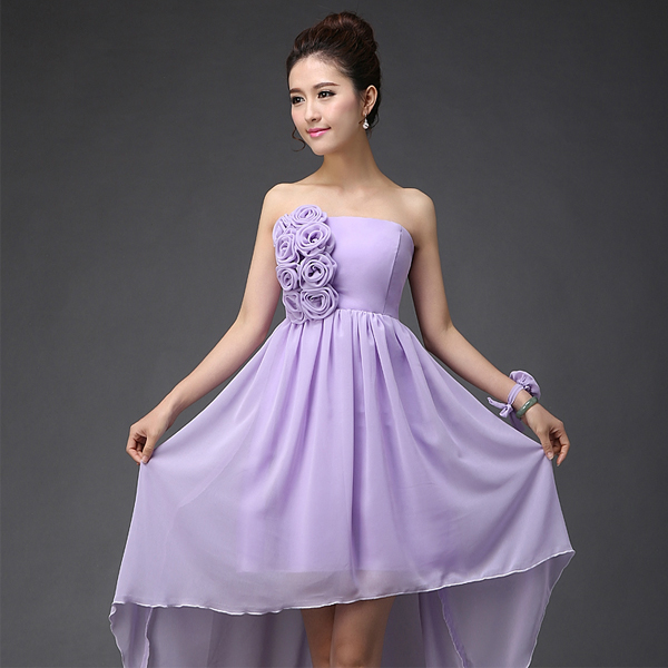 5Cgo  42192522765 韓版綁帶大碼紫色單肩伴娘禮服伴娘團短款伴娘服小禮服 新娘伴娘禮服  GSX57000