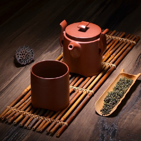 5Cgo 38385220105 紫砂杯快客杯旅行茶杯紫砂壺帶蓋雙耳防燙功夫茶具飲具一壺一杯  AGL83100