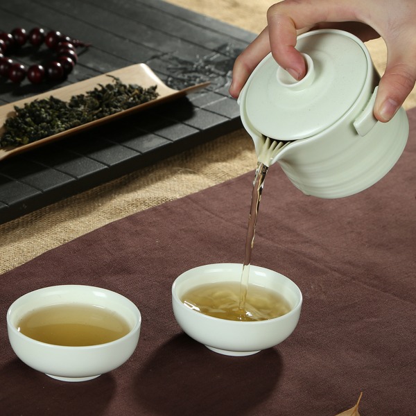 5Cgo 37729160503 素雅陶瓷茶具茶壺辦公出國旅遊泡茶杯快客杯 一壺二杯 AGL97000