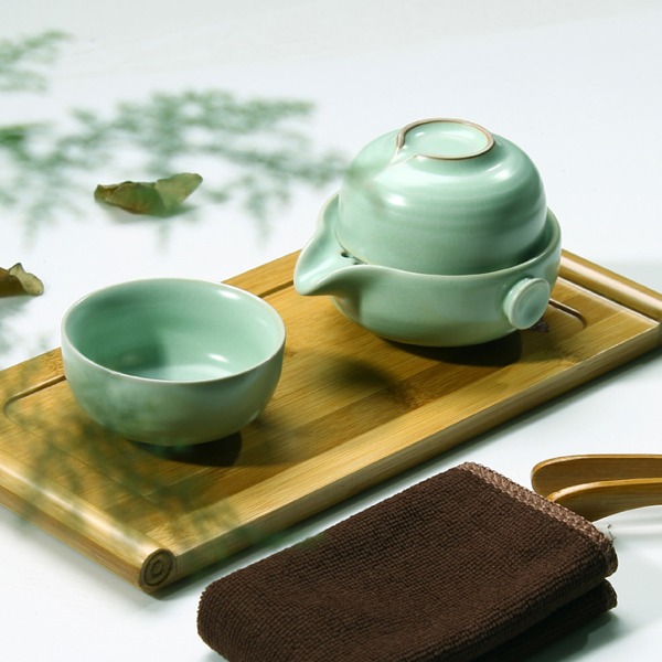 5Cgo 42258490870 汝窑陶瓷茶具茶壺辦公出國旅遊泡茶杯快客杯 一壺二杯 AGL63000