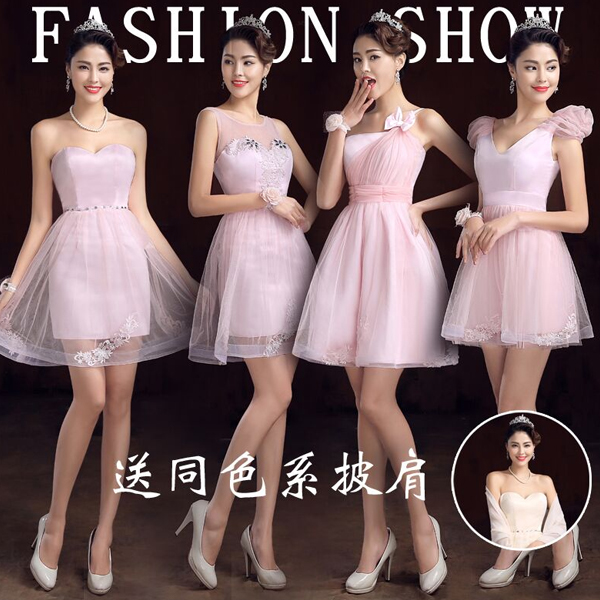 5Cgo  44194851728 伴娘禮服短款姐妹裙演出小禮服時尚結婚晚禮服 新娘敬酒服伴娘服 GSX97000