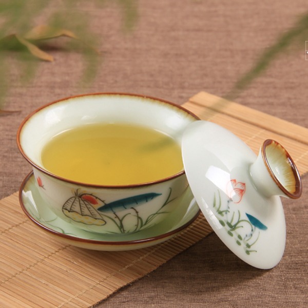 5Cgo 39669626163 手繪青花瓷陶瓷蓋碗茶杯 三才蓋碗功夫粉彩茶具泡茶宴客 AGL53000