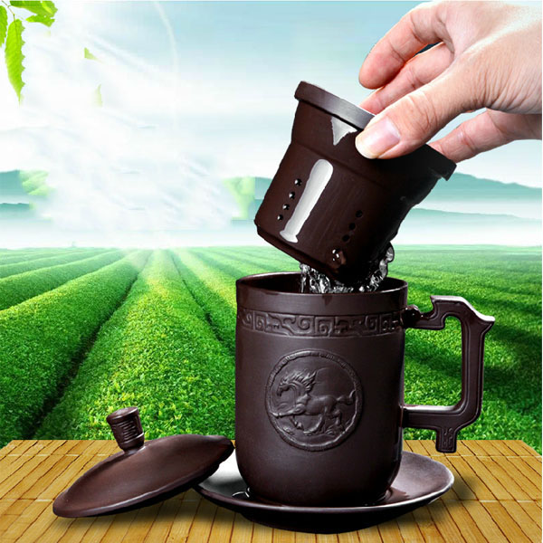 5Cgo 14171197213 紫砂杯內膽帶過濾杯帶蓋四件套原礦紫砂手工功夫茶具茶杯茶道  LAY82100