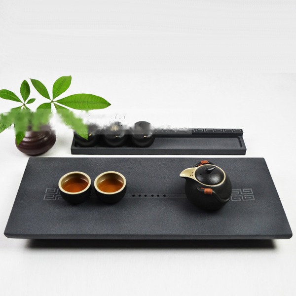 5Cgo 44350679629 不爭烏金石茶盤茶臺茶船 黑金石茶海石頭石材茶具功夫泡茶 50*30cm AGL58200