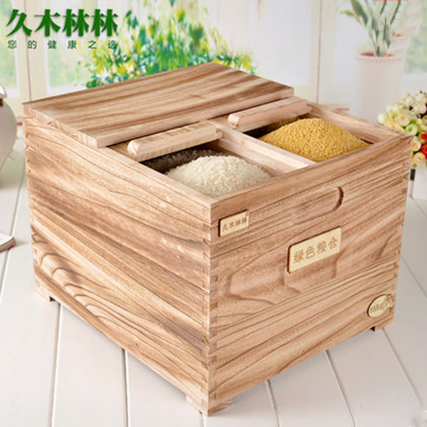 5Cgo 40270781861 炭化日式雙格桐木米箱米桶雜糧箱 粉箱15kg容量米櫃日式裝米桶 WXP99000