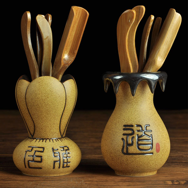 5Cgo  38558873282 竹制茶具配件粗陶功夫工具茶夾陶瓷紫砂陶土茶道六君子組合套裝  LAY46000