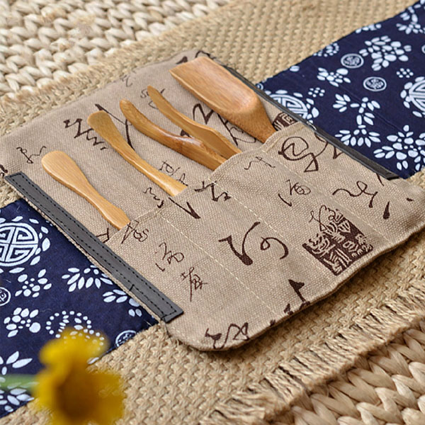 5Cgo  40907573908 天然竹子六君子茶道茶漏茶夾茶針6件套旅行必備收納袋茶藝茶器茶具  LAY94000