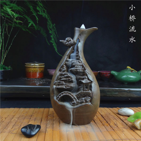 5Cgo  40949756393 陶瓷香爐熏香爐陶瓷創意茶道倒流香爐紫砂擺件檀塔香用品-小橋流水  LAY98000