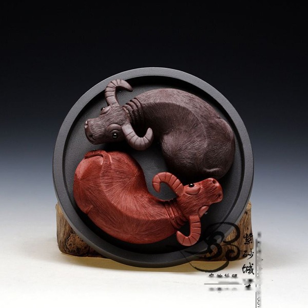 5Cgo 37034794547 宜興紫砂牛肖牛茶寵茶玩茶盤擺件家扭轉乾坤拉毛仿真牛雙色 AGL86000