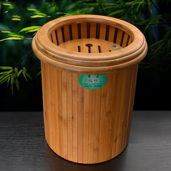5Cgo  17268271906 竹制茶桶竹排水桶茶葉桶垃圾桶茶渣桶倒茶桶茶水桶茶道桶木桶 桶文明 LAY54100