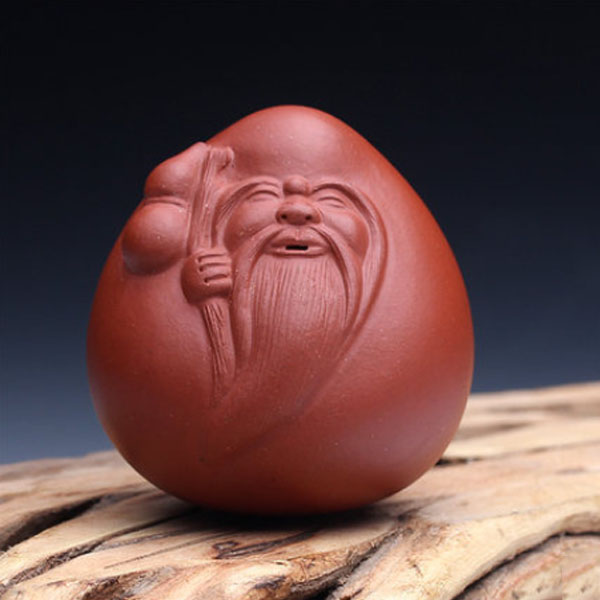 5Cgo  36965001613 手工紫砂茶寵擺件老壽星精品茶玩雕塑宜興紫砂壺茶具送長輩禮物紅泥  LAY09000
