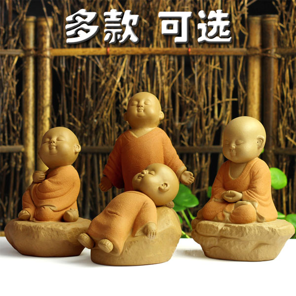5Cgo  25504136728 悠閑小和尚幻空說禅自在築夢聞香靜思精品紫砂茶寵擺件茶盤配件小沙彌 多款選購  LAY95000