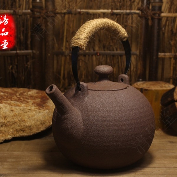5Cgo 43137867041 柴燒提梁砂銚煮茶壺燒水壺玉書煨朱泥砂挑朱泥壺茶爐炭爐橄欖 AG08600