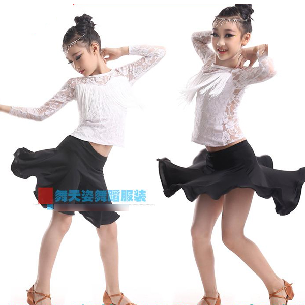 5Cgo 44311560422 少兒女童流蘇蕾絲大裙擺款專業拉丁舞演出服練功服比賽服 兒童舞衣  GSX88000