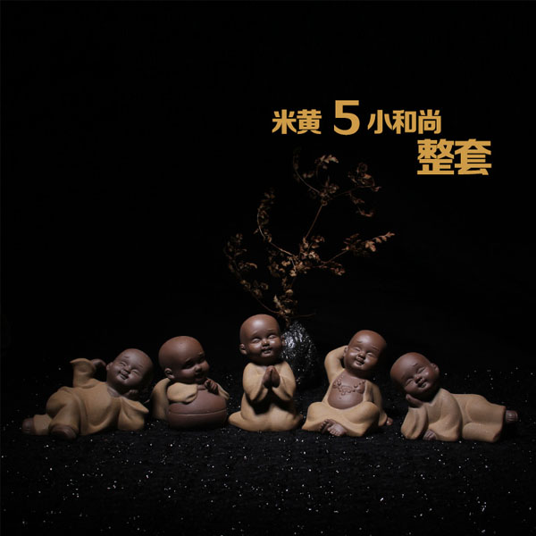 5Cgo  44090870507 迷你小和尚彩砂陶茶寵精品紫砂茶玩茶道配件精美個性擺件茶盤裝飾茶趣   LAY01100