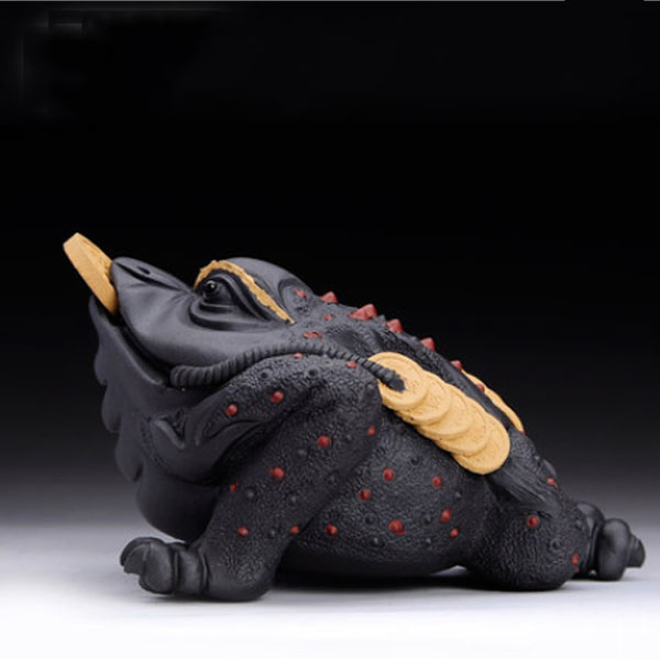 5Cgo  8269334980 宜興紫砂金蟾招財茶寵擺件三足金蟾蜍吐寶金蟾工藝品旺財招運茶寵   LAY85100
