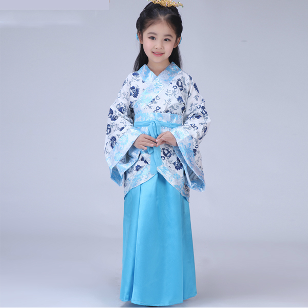 5cgo  44238212319 兒童古裝漢服 女童曲裾大擺裙仙女古典舞蹈演出服裝 兒童舞衣  GSX92100
