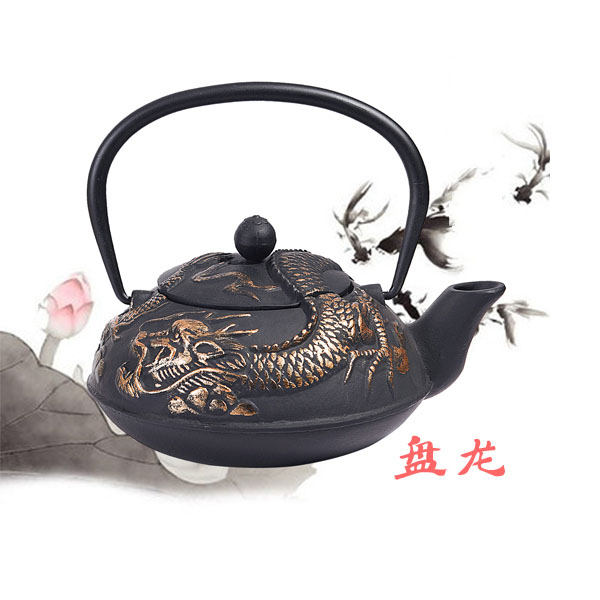 5Cgo  43435791827 日本老鐵壺鐵茶壺鐵壺茶壺功夫茶具禮品壺茶道盤龍圖案龍行天下    LAY02100