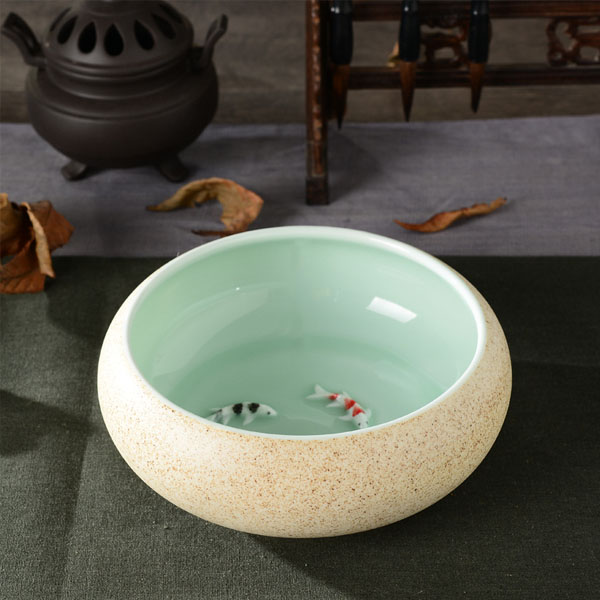 5Cgo 44986162400 功夫茶具仿古粗陶茶洗陶瓷冰裂杯洗龍泉青瓷茶具鯉魚茶洗茶道茶文化茶藝  LAY85000