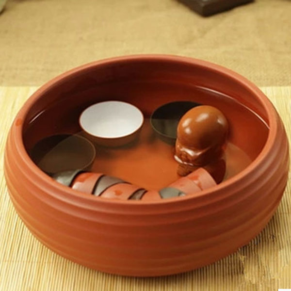 5Cgo  44090003296 功夫紫砂茶洗茶海紫砂茶具陶瓷茶洗杯洗筆洗茶道配件大號八寸清水泥紫泥   LAY82000