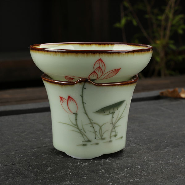 5Cgo  43528451811 手繪青瓷茶漏陶瓷過濾網茶葉過濾網五彩手繪過濾器茶漏茶濾茶具配件 六款可選   LAY62000