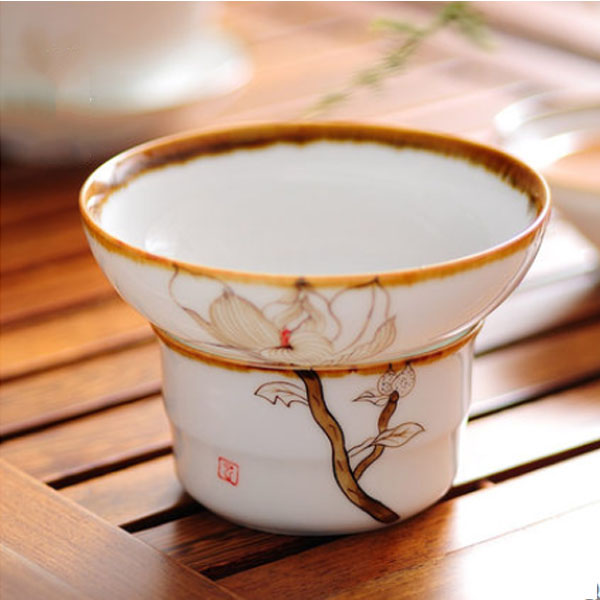 5Cgo 38746354022 窯變茶濾網茶漏網茶濾器托座手繪陶瓷功夫茶具配件梅花蘭花荷花陶瓷過濾   LAY93000
