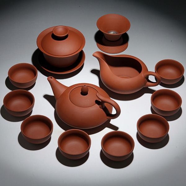 5Cgo 40301493295 宜興紫砂泡茶整套茶具朱泥茶壺品茗杯茶海茶漏功夫茶具套裝 13件套 AGL68100