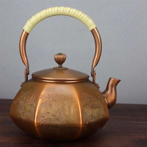 5Cgo  520324134137 銅壺手工加厚純紫銅銅茶壺茶具純銅銅水壺燒水壺養生壺泡茶壺銅器八角燒水壺    LAY05800