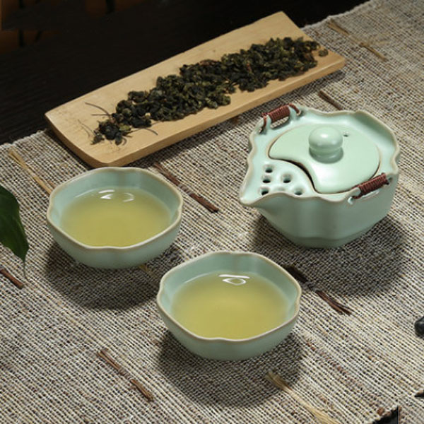 5Cgo 41902274317 汝窯哥窯快客杯一壺二杯手抓壺陶瓷開片可養茶壺茶杯旅行茶具小茶杯天青  LAY96000