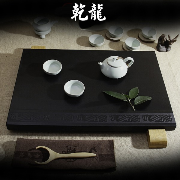 5Cgo 41078263786 乾龍天然整塊烏金石茶盤黑金石石頭茶盤石茶臺茶海茶盤泡茶品茗 60*37 AGL87300