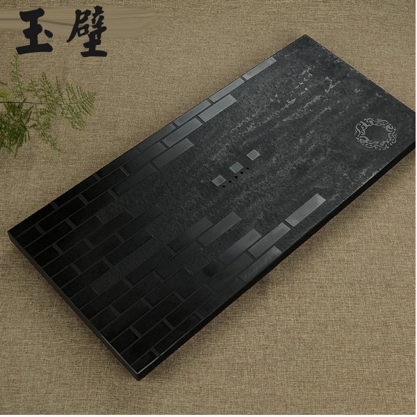 5Cgo 39223373794 玉壁火燒面烏金石茶盤黑金石石頭茶盤石茶臺茶船泡茶品茗多種尺寸 53*37 AGL09300